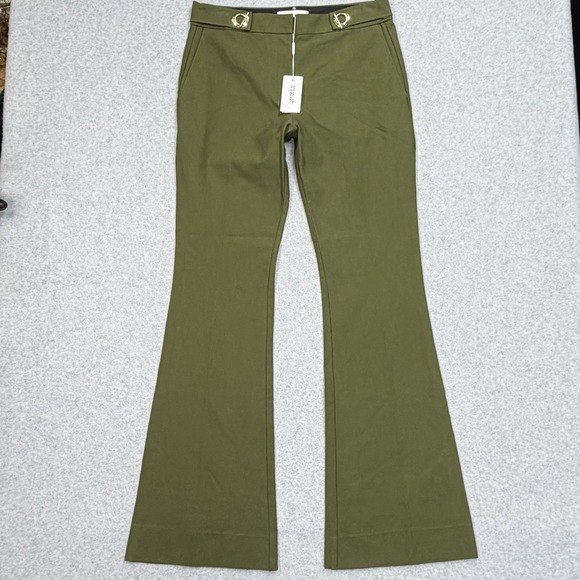 NWT Derek Lam 10 Crosby Dress Pants Womens 12 (Fits 34x35) Army Green Flared